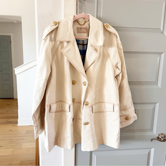 NWT Free People Top Notch Leather Jacket Pea Coat Conch - Picture 4 of 9